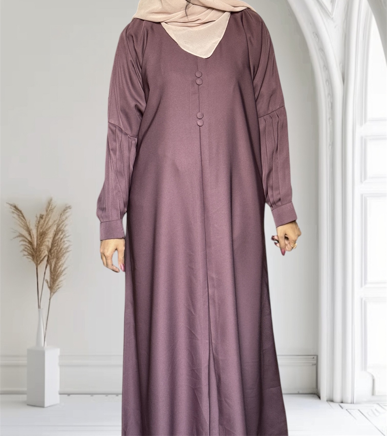 Turkish Plated Sleeves Design Abaya - Image 3