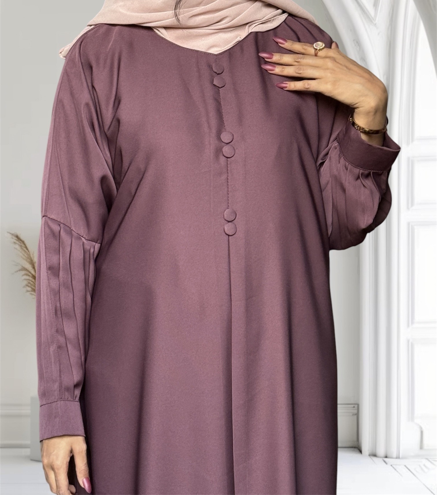 Turkish Plated Sleeves Design Abaya - Image 4