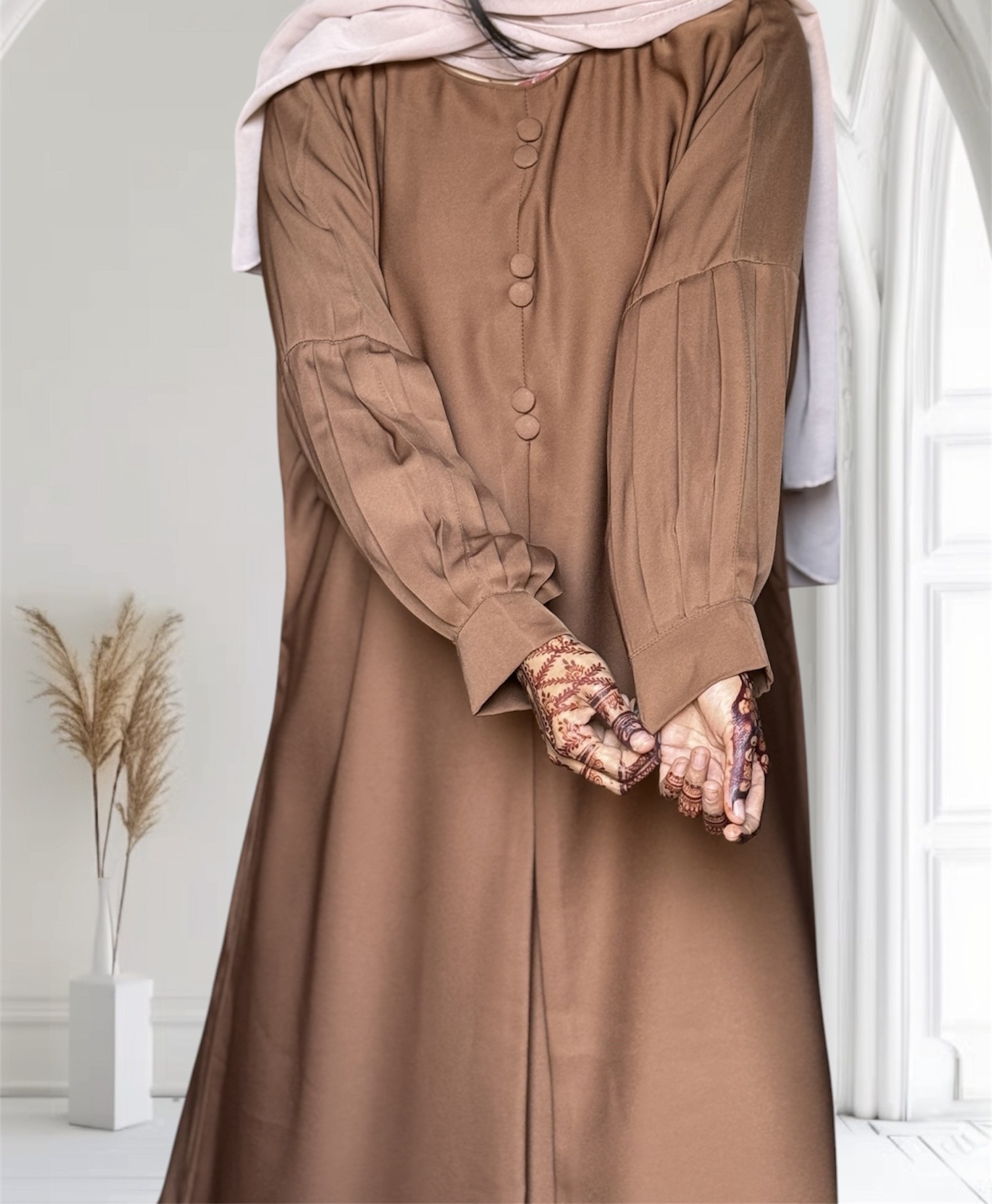 Turkish Plated Sleeves Design Abaya - Image 2