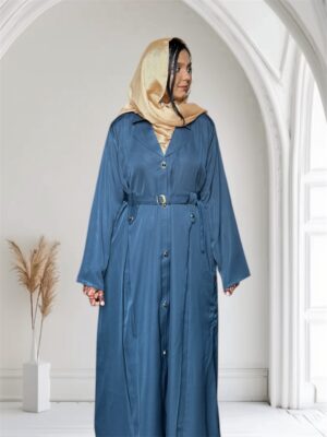 Turkish Style Front Open Abaya Double Pocket With Belt