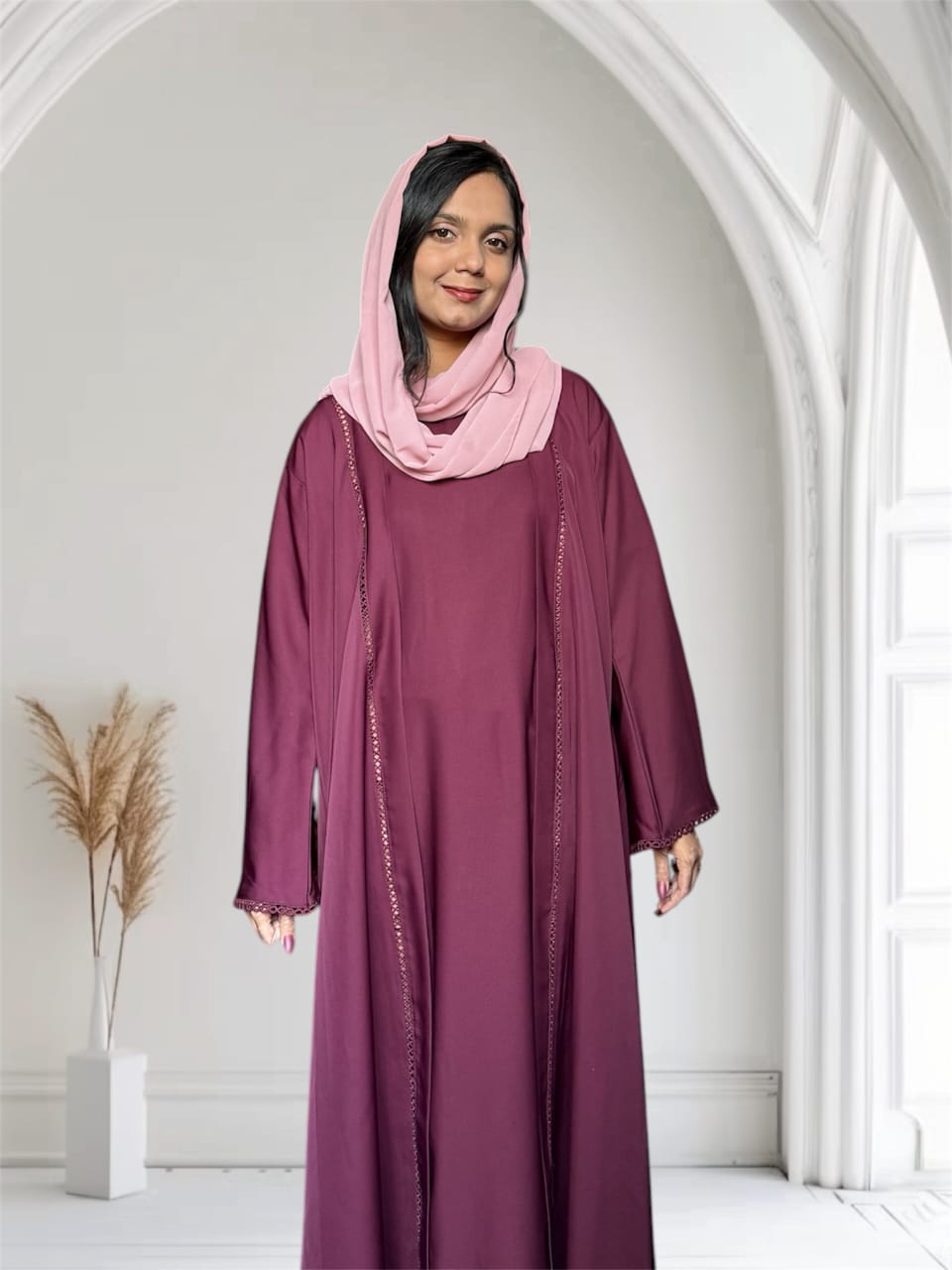 Saudi Arabian Umbrella Sleeves With Center Lace Design