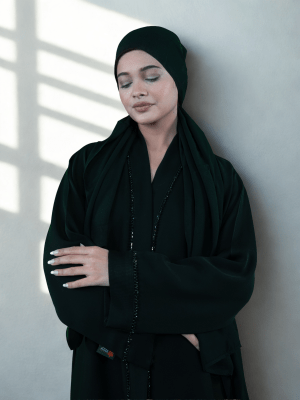 Black Onera - Front Open Style - Abaya with Scarf & Hijab