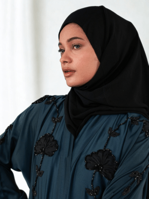 Emerald Night - Teal Bloom - Abaya with Scarf & Hijab